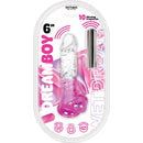 Wet Dreams Dream Boy Jelly Vibrating Dildo 6 inches Magenta packaging with 10 vibrating frequencies.