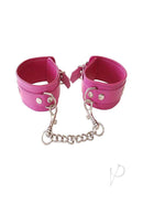 Rouge Plain Leather Adjustable Wrist Cuffs Pink designed for comfort and durability in bondage experiences.