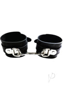 Rouge Adjustable Rubber Ankle Cuffs Black featuring durable rubber design and adjustable buckle straps for comfort.