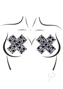 Leg Avenue X Factor black adhesive nipple jewel stickers with rhinestones for sexy lingerie looks.
