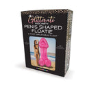 Glitterati Penis Pool Float in packaging, featuring a 6ft pink inflatable for pool parties and beach outings, ideal for fun and playful moments.
