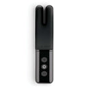 Le Wand Chrome Deux Rechargeable Silicone Mini Vibrator Black displayed from above with bunny ear design and control buttons.