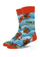 Prowler Gaywatch Socks Blue Orange featuring vibrant blue and orange colors with playful beach designs.