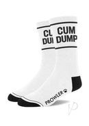 Prowler RED CUM DUMP Socks White Black featuring bold text and stylish design, perfect for making a statement.