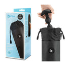 b-vibe UV Sterilizer Pouch Black displayed with toys, showcasing powerful UV-C sanitizing technology.