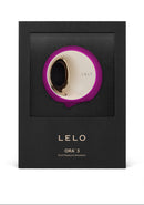 LELO ORA 3 Rechargeable Clitoral Stimulator Deep Rose packaging design showcasing its elegant features.
