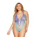 Ombré Stretch Lace Teddy with Butterfly Charms in Lavender Haze/Seafoam - Plus Size