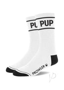 Prowler RED Pup Socks White Black featuring bold black and white colors, ideal for pup play style.