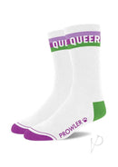 Prowler Queer Socks White featuring vibrant colors and snug fit, perfect for celebrating unique identity.