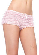 Micromesh Lace Ruffle Tanga Short Pnk Os-0