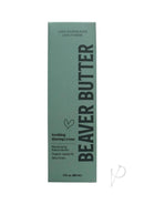 Beaver Butter Soothing Shaving Cream 3 Oz packaging with moisturizing ingredients for a silky finish.