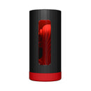 LELO F1S V3 XL Red App Controlled Masturbator in a sleek black and red case with a transparent window.