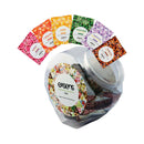 Exsens Massage Oil Foils 180 Piece Fishbowl Display featuring various foil packets of nourishing massage oils.