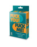Fuck You Fuck Me Go Fish Style Card Game packaging featuring bold colors and playful design.