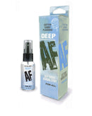 Deep AF Deep Throat Spray Cotton Candy flavor, 1 oz, with box packaging for gag reflex relief and oral pleasure enhancement.