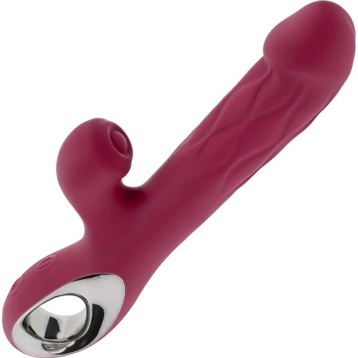 Bursting with Pleasure Inflatable Dual Rabbit Vibrator Red