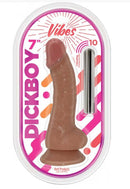 Dickboy Vibes Caramel Lovers 7-Inch Rechargeable Bullet Dildo in packaging showing realistic design and powerful vibrator from Hott Products