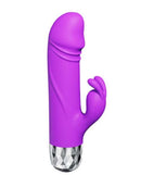 Glam Deluxe Mini Rabbit vibrator in purple for dual stimulation, compact and travel-friendly with a sleek design.