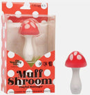 Naughty Bits Muff Shroom Playful Massager with mushroom shape and vibrant packaging, showcasing 10 vibration functions.