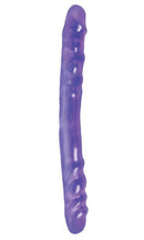 Basix Rubber Works 16-inch purple double dong, flexible design for comfortable use, ideal for beginners and experts.