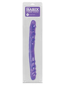 Basix Rubber Works 16-inch double dong in purple packaging, designed for flexible and comfortable use.