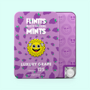 Flintts Mouth Watering Mints 2 Pack, Luxury Grape flavor, F-Strength 125, vibrant purple packaging with fruity graphics.