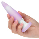 Hand holding Lavender Haze Slender Probe, dual-layer silicone vibrating probe with ergonomic design and gradient purple color.
