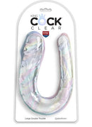 King Cock Clear Double Trouble Dildo 17.5" in packaging showcasing realistic double-ended translucent design