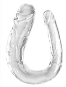 Clear 17.5" double-ended dildo with lifelike veins and detailed heads for versatile solo and partner play.