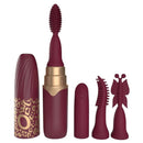 My Secret Screaming O Rechargeable Vibrating Lipstick in Merlot with multiple attachments.