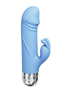 Glam Deluxe Mini Rabbit in Blue - compact dual stimulation massager for on-the-go pleasure.