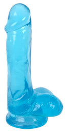 Lollicock 6-inch Slim Stick Berry Ice Blue Dildo with Balls, crafted from ultra-clear PVC and Silicone for realistic pleasure.