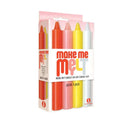 Make Me Melt Candle Passionettes, 4-pack, erotic wax play candles for sensual BDSM fun and drip-play, in pastel colors.