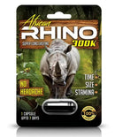 African Rhino 300K Mens Vitality Supplement Stamina Support packaging showing a rhino with stamina benefits.