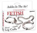 Fetish Fantasy Series Metal Leg Cuffs packaging with high-quality steel restraints for bondage play.