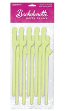 Glow-in-the-Dark Dicky Sipping Straws for Bachelorette Parties - Set of 10 in packaging.