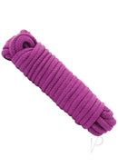 Purple Japanese cotton bondage rope, 32 feet long, soft and versatile for comfortable and thrilling bondage play.