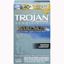 Trojan Bare Skin 10 Pack Condoms, 40% thinner for natural sensation, premium latex with lubricant, package front view.