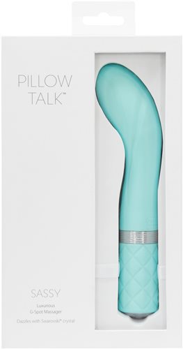 BMS Enterprises Pillow Talk Sassy G-Spot with Swarovski Crystal Teal Blue Vibrator at $59.99