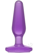 Purple Crystal Jellies medium butt plug with a smooth teardrop shape for easy insertion and heightened pleasure.