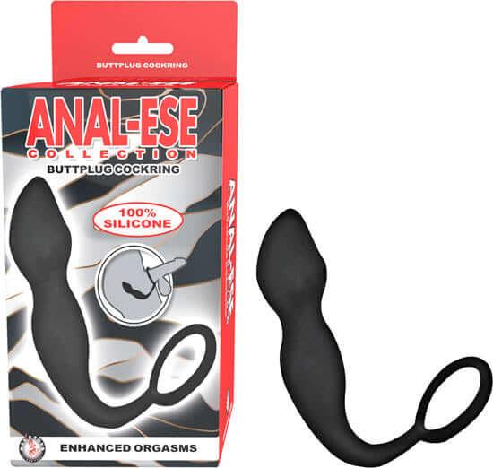 Nasstoys Anal Ese Collection Butt Plug Cock Ring Black at $17.99