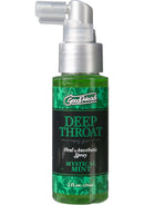 GoodHead Deep Throat Spray Mystical Mint bottle featuring oral anesthetic spray in green packaging.