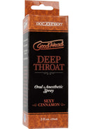 GoodHead Deep Throat Spray Sexy Cinnamon 2oz packaging - oral anesthetic spray for enhanced comfort and pleasure