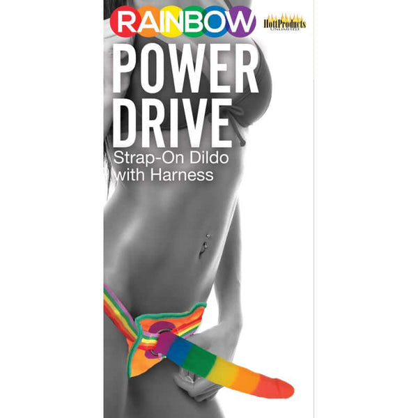 HOTT Products Rainbow Power Drive Strap On Dildo with Harness at $58.99