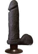 Black Vibro Realistic Cock 8 made with dual-density ULTRASKYN, featuring lifelike detailing and a firm inner core for an authentic experience.