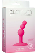 Packaging of Platinum Mini Bubble Small Pink Petite Anal Plug for beginner pleasure, featuring three graduated beads.