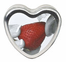 Heart-shaped tin for Earthly Body 3-in-1 Edible Strawberry Candle containing a strawberry image on the lid.