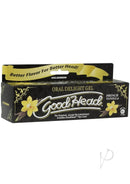 GoodHead Oral Delight Gel Vanilla 4oz packaging by Doc Johnson, featuring irresistible French vanilla flavor for enhanced intimate moments.
