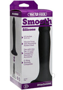 Vac-U-Lock Smooth Silicone Attachment in packaging, 6.5 inches, compatible with any Vac-U-Lock harness, featuring a molded head.