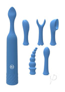 iVibe Select iQuiver 7pc Set in Periwinkle with Vibrator and 6 Interchangeable Heads for Versatile Pleasure